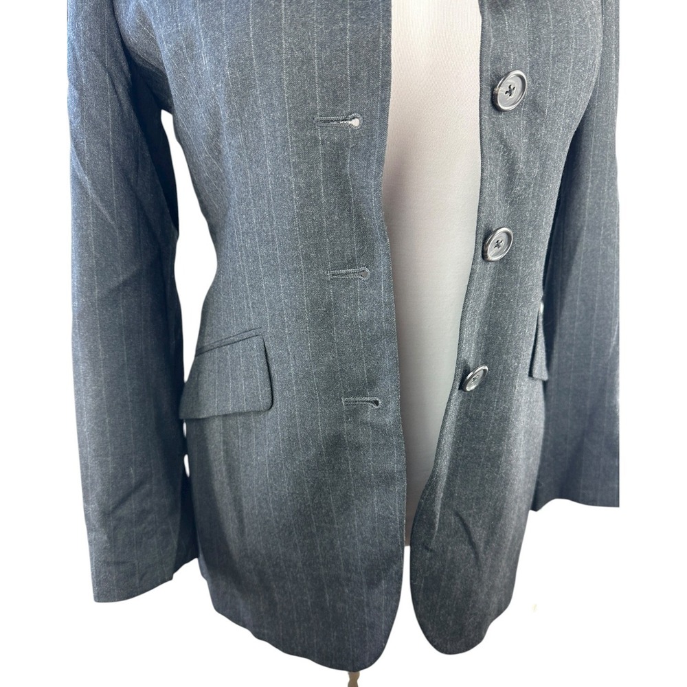 NWT Lauren Ralph Lauren Worsted Wool Blazer USA Made Gray Striped Women's Size 6 - Picture 7 of 15